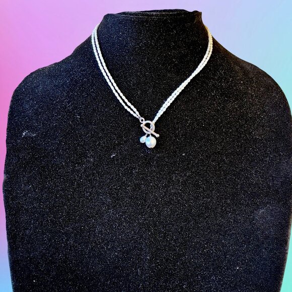 Vintage Genuine Freshwater Tiny White Pearl Beaded Double Strand Necklace - Picture 2 of 6